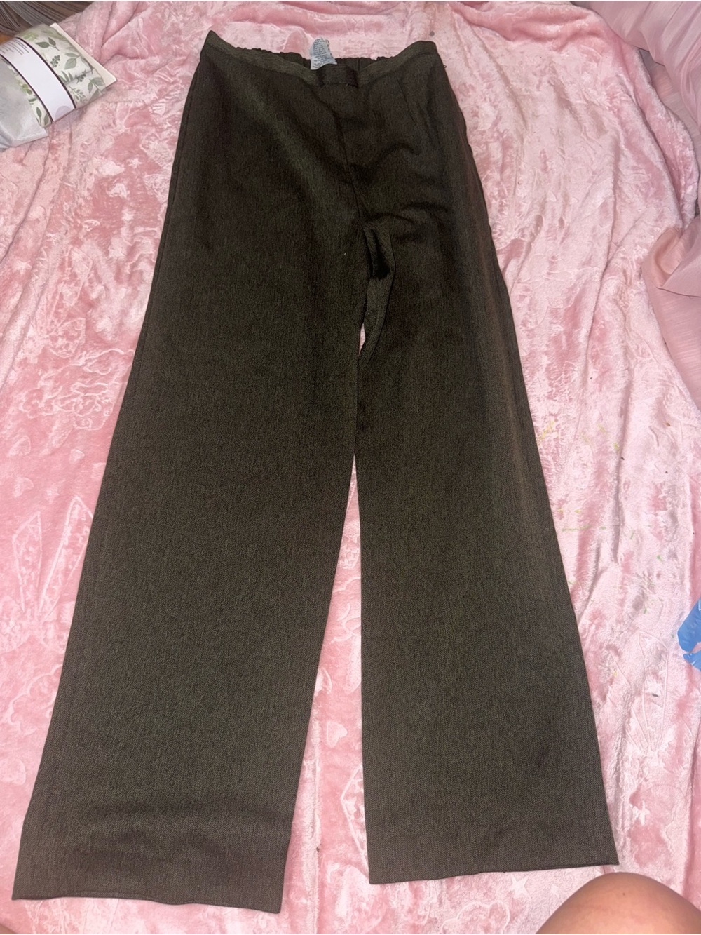 High-Rise Olive Straight-Leg Women's Trousers - Picture 6 of 6